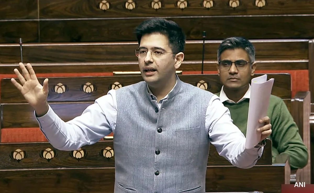 Raghav Chadha debating in Parliament