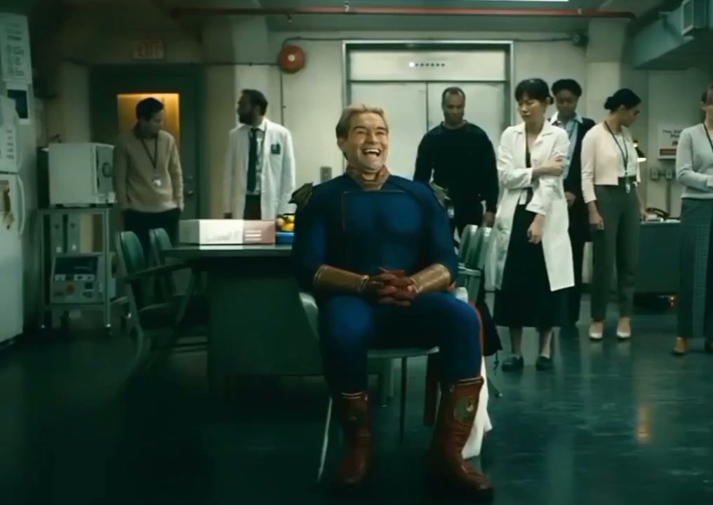 Homelander forced laughter meme