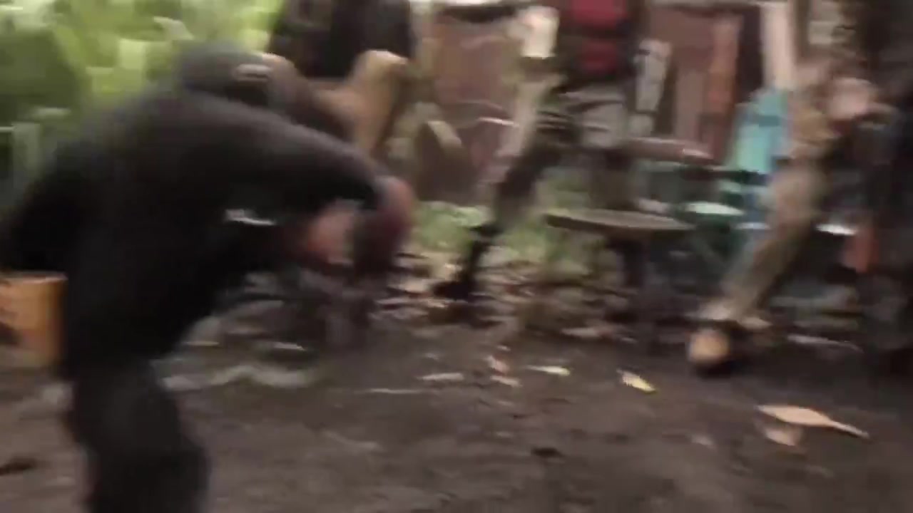 No clear dialogue, mostly laughter and shouting in the background.