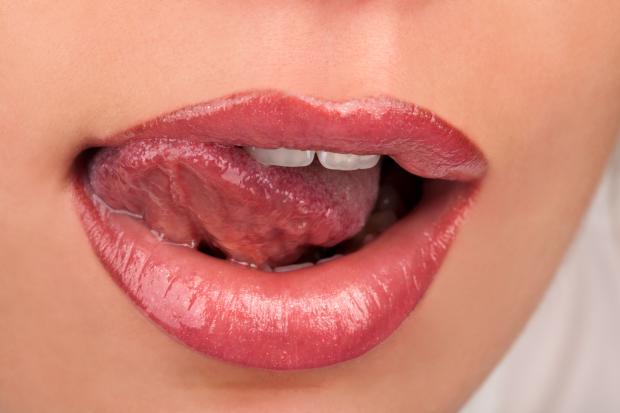 Slutty tongue lick reaction