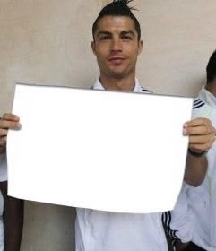 Cristiano Ronaldo holding blank sign template