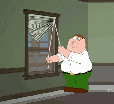 Peter Griffin peeking through the blinds