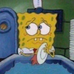 Sad SpongeBob washing dishes meme template