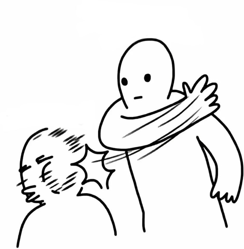 Drawing of a guy slapping another guy